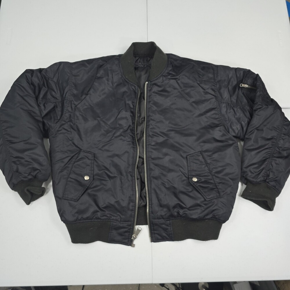Vintage Y2K SouthPole Men L Reversible Bomber Black Quilted Jacket South Pole
